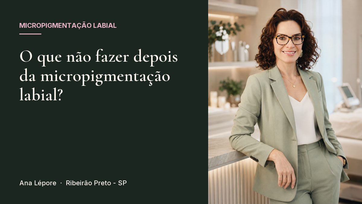 Capa do artigo O que não fazer depois da micropigmentação labial?, com a foto de Ana Lépore no studio em Ribeirão Preto