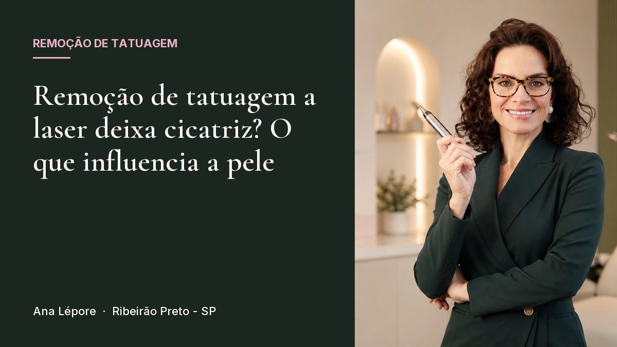 Capa do artigo Remoção de tatuagem a laser deixa cicatriz? O que influencia a pele, com a foto de Ana Lépore no studio em Ribeirão Preto
