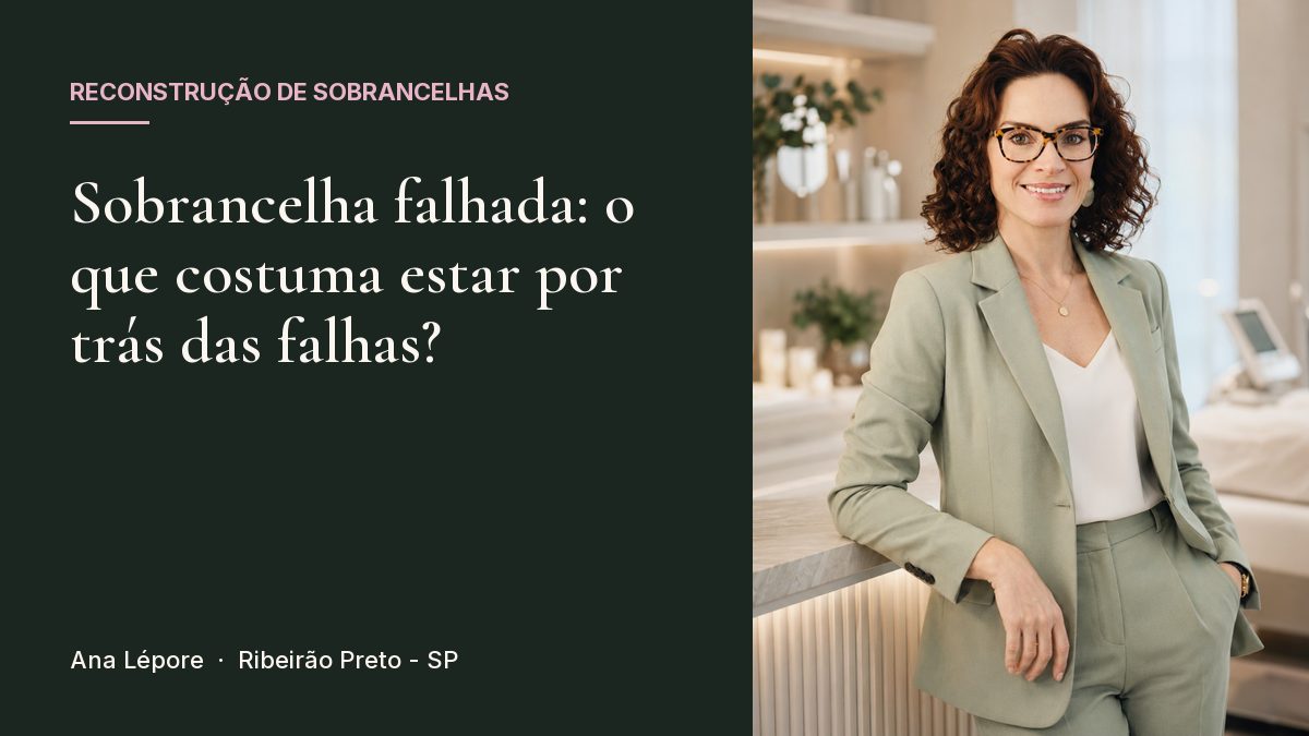 Capa do artigo Sobrancelha falhada: o que costuma estar por trás das falhas?, com a foto de Ana Lépore no studio em Ribeirão Preto